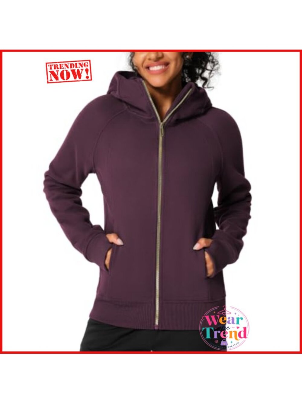 Women's Full Zip Fleece Hoodie Workout Jacket with Thumbholes